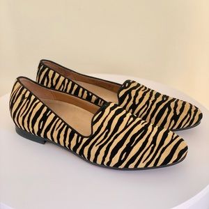 Vionic Willa Flat Loafer In Natural Tiger Stripe Suede